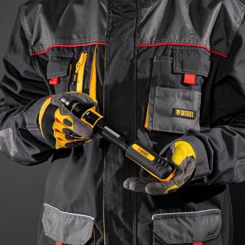 Отвертка реверсивная с револьверным механизмом, 11 шт, сталь S2  Denzel по ценам производителя в Москве с доставкой по всей России