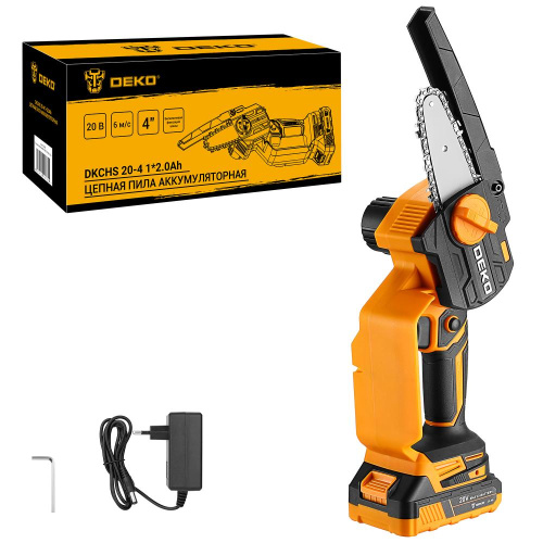 Пила цепная аккумуляторная DEKO DKCHS 20-4, 20В, 1x2.0Ач по ценам производителя в Москве с доставкой по всей России
