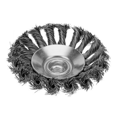 Щетка для УШМ, 100 мм, М14, "тарелка", крученая металлическая проволока Сибртех по ценам производителя в Москве с доставкой по всей России