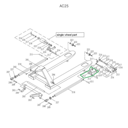 Рычаг силового блока для гидравлических тележек DF25 по ценам производителя в Москве с доставкой по всей России