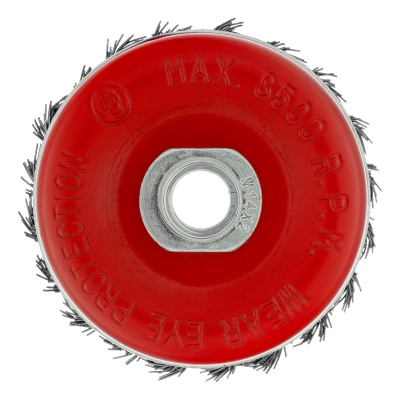 Щетка для УШМ Heavy Duty, 80 мм, М14, "чашка", крученая проволока 0.5 мм Matrix по ценам производителя в Москве с доставкой по всей России