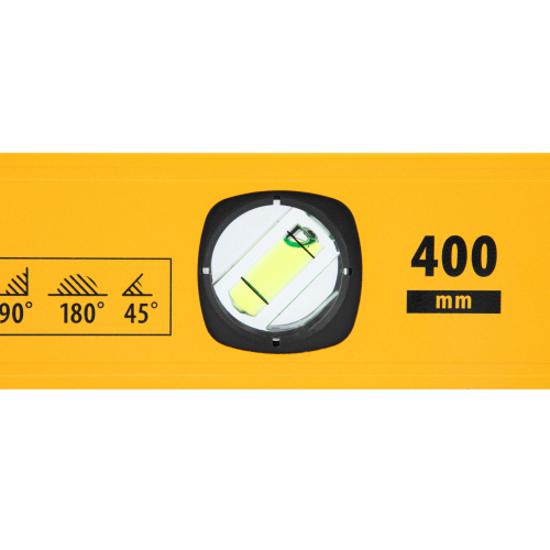 Уровень алюминиевый, магнит., фрезерованный, 3 глазка (1 зеркал.) 0,5 мм/м, 400 мм Denzel по ценам производителя в Москве с доставкой по всей России