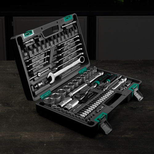 Набор инструментов, 1/2", 1/4", CrV, пластиковый кейс 82 предмета Stels по ценам производителя в Москве с доставкой по всей России