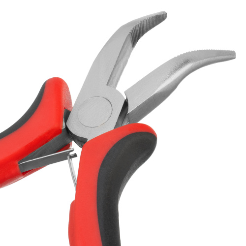 Длинногубцы изогнутые Mini, 130 мм, никелированные, авторазжим, двухкомпонентные рукоятки Matrix по ценам производителя в Москве с доставкой по всей России