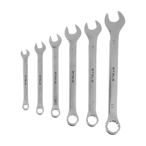 Набор ключей комбинированных 6-17 мм, 6 шт., CrV, матовый хром Stels по ценам производителя в Москве с доставкой по всей России