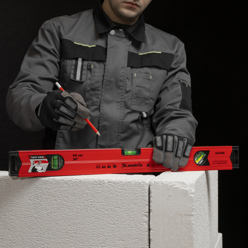 Уровень алюминиевый магнитный, 600 мм, фрезерованный, 3 глазка (1 зеркальный) усиленный Matrix по ценам производителя в Москве с доставкой по всей России