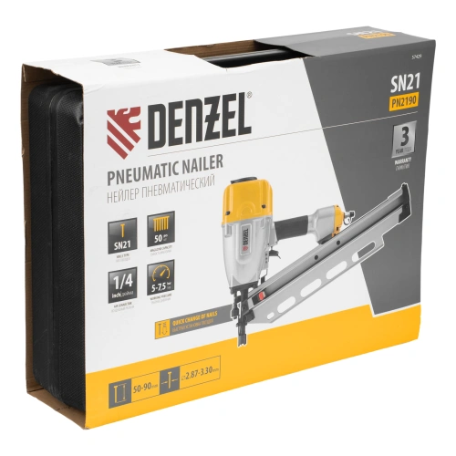 Нейлер пневматический PN2190 для гвоздей SN21 от 50 до 90 мм Denzel по ценам производителя в Москве с доставкой по всей России