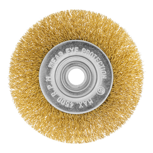 Щетка для УШМ, 100 мм, М14, плоская, латунированная витая проволока Matrix по ценам производителя в Москве с доставкой по всей России