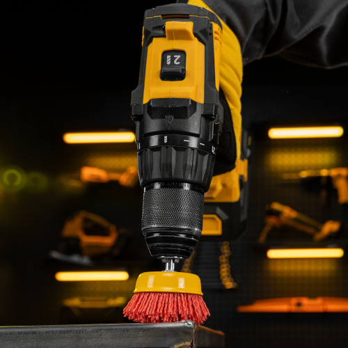 Щетка для дрели, 65 мм, Чашка, со шпилькой, нейлоновая щетина Denzel по ценам производителя в Москве с доставкой по всей России