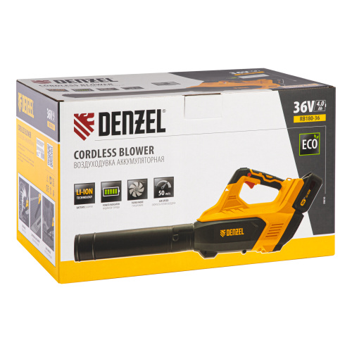 Воздуходувка аккумуляторная RB180-36, Li-ion, 36 В, 4 Ач, 180 км/ч, 820 м3/ч Denzel по ценам производителя в Москве с доставкой по всей России