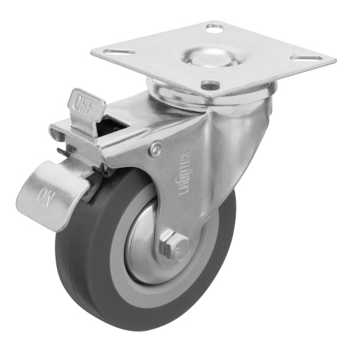 Колесо поворотное с тормозом D 75 мм, крепление  платформенное Сибртех по ценам производителя в Москве с доставкой по всей России