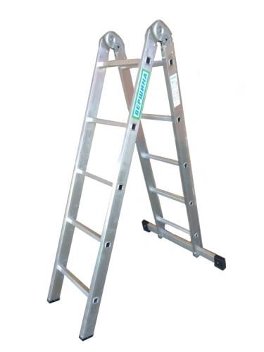 Лестница 2-х секционная алюминиевая шарнирная 2*5 по ценам производителя в Москве с доставкой по всей России