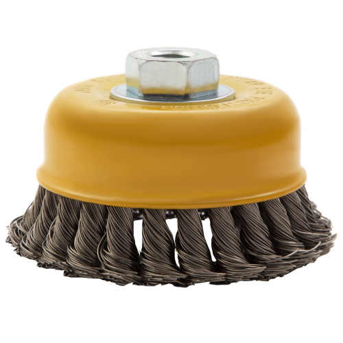 Щетка для УШМ, 100 мм, "Чашка", крученая нержавеющая проволока 0.5 мм, М14 Denzel по ценам производителя в Москве с доставкой по всей России