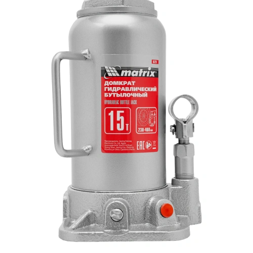 Домкрат гидравлический бутылочный, 15 т, высота подъема 230-460 мм Matrix по ценам производителя в Москве с доставкой по всей России