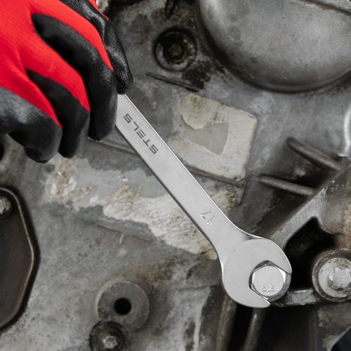 Ключ комбинированный, 17 мм, CrV, матовый хром Stels по ценам производителя в Москве с доставкой по всей России