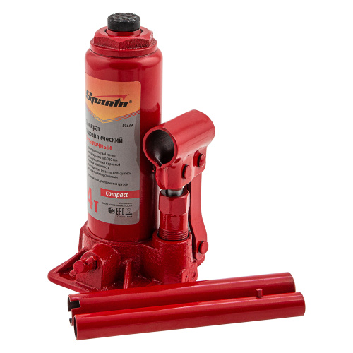 Домкрат гидравлический бутылочный, 4 т, h подъема 180–320 мм Sparta Compact по ценам производителя в Москве с доставкой по всей России