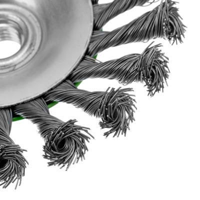 Щетка для УШМ, 125 мм, М14, "тарелка", крученая металлическая проволока Сибртех по ценам производителя в Москве с доставкой по всей России