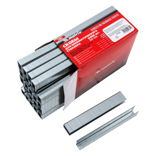 Скобы для пневматического степлера, 19 мм, ширина 1.2 мм, толщина 0.6 мм, ширина скобы 11.2 мм, 5000 шт Matrix по ценам производителя в Москве с доставкой по всей России