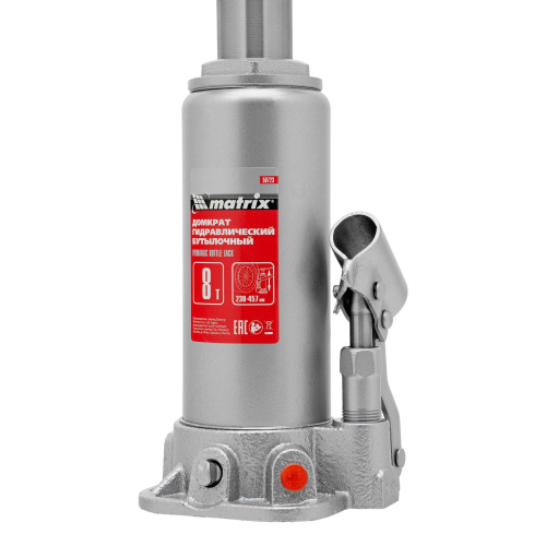 Домкрат гидравлический бутылочный, 8 т, высота подъема 230-457 мм Matrix по ценам производителя в Москве с доставкой по всей России