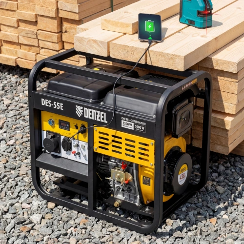 Генератор дизельный DES-55E, 5,5 кВт, 230 В, 11 л, электростартер Denzel по ценам производителя в Москве с доставкой по всей России