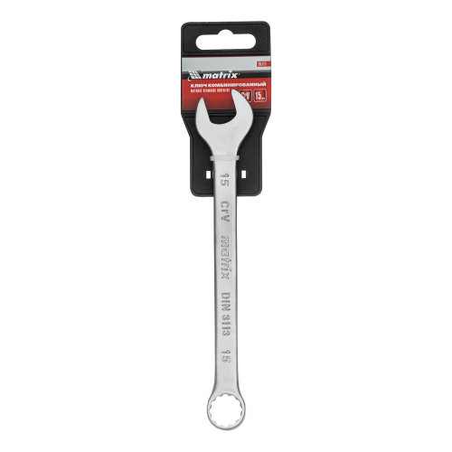 Ключ комбинированный, 15 мм, CrV, матовый хром Matrix по ценам производителя в Москве с доставкой по всей России