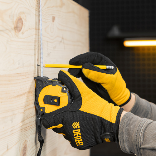 Рулетка 5м х 19мм, автоматич. фиксац., нейлон. покрытие, магнит. зацеп, двухстор. разметка Denzel по ценам производителя в Москве с доставкой по всей России