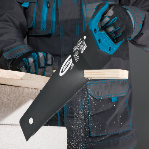 Ножовка по дереву "Piranha", 450 мм, 11-12 TPI, зуб-3D, каленый зуб, тефлоновое покрытие полотна, двухкомпонентная рукоятка Gross по ценам производителя в Москве с доставкой по всей России