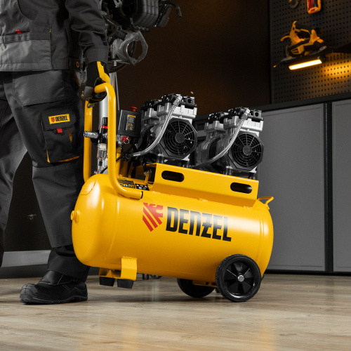 Компрессор безмасляный, малошумный DLS 1500/50, 1500 ВТ, 2x750, 50 л, 260 л/мин Denzel по ценам производителя в Москве с доставкой по всей России