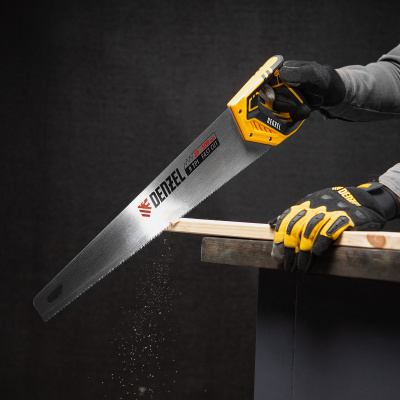 Ножовка по дереву, 500 мм, 9 TPI, зуб 3D, двухкомпонентная рукоятка Denzel по ценам производителя в Москве с доставкой по всей России