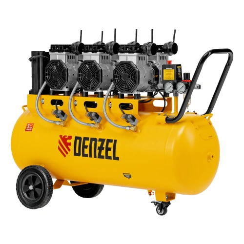 Компрессор безмасляный, малошумный DLS 3300/100, 3300 Вт,3x1100, 100 л, 570 л/мин ,блок управления Denzel по ценам производителя в Москве с доставкой по всей России