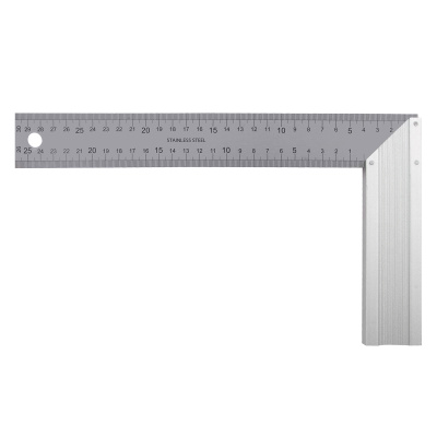 Угольник стальной 300 мм, нержавеющая сталь, градуировка, алюминиевое основание Denzel по ценам производителя в Москве с доставкой по всей России