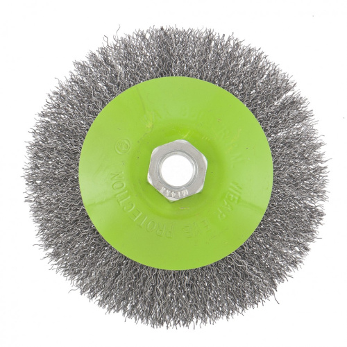 Щетка для УШМ, 125 мм, М14, "тарелка", витая проволока Сибртех по ценам производителя в Москве с доставкой по всей России