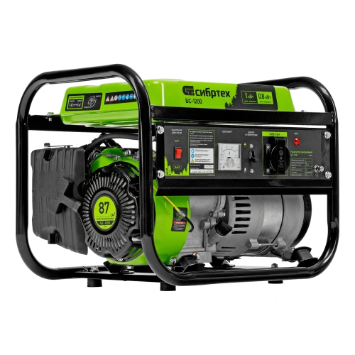 Генератор бензиновый БС-1200, 1 кВт, 230 В, четырехтактный, 5.5 л, ручной стартер Сибртех по ценам производителя в Москве с доставкой по всей России
