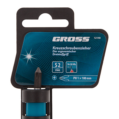 Отвертка PH1 x 100 мм, S2, трехкомпонентная ручка Gross по ценам производителя в Москве с доставкой по всей России