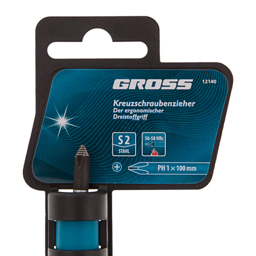 Отвертка PH1 x 100 мм, S2, трехкомпонентная ручка Gross по ценам производителя в Москве с доставкой по всей России