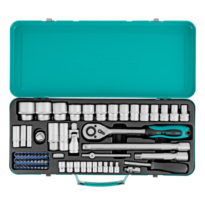 Набор торцевых головок с трещоткой, 1/2" и 1/4", 68 предметов Stels по ценам производителя в Москве с доставкой по всей России