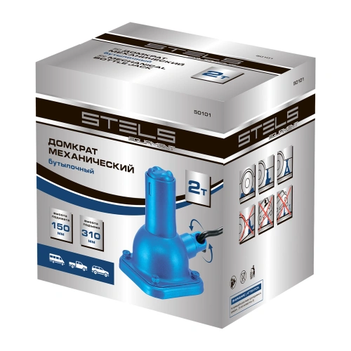 Домкрат механический бутылочный, 2 т, h подъема 150-310 мм, 2 части (домкрат, ручка) Stels по ценам производителя в Москве с доставкой по всей России