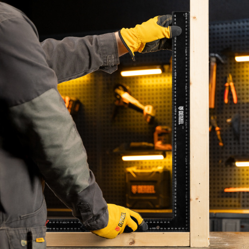 Угольник, 400 х 600 мм, алюминиевый, лазерная гравировка Denzel по ценам производителя в Москве с доставкой по всей России