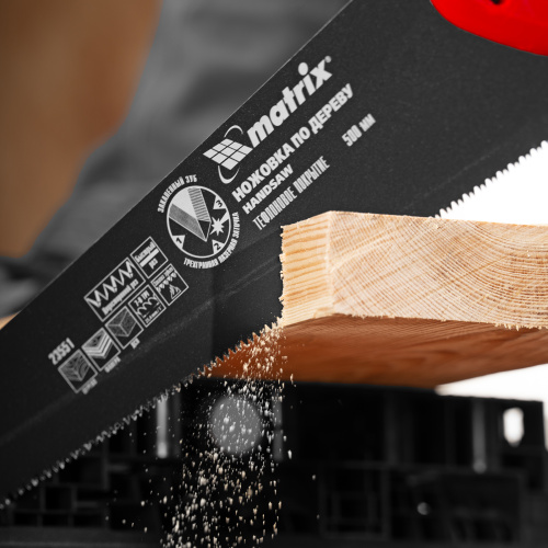 Ножовка по дереву, 500 мм, 7-8 TPI, зуб-3D, каленый зуб, тефлоновое покрытие полотна, двухкомпонентная рукоятка Matrix по ценам производителя в Москве с доставкой по всей России
