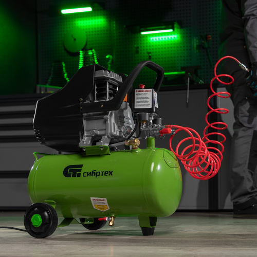 Компрессор воздушный КК-1500/24, 1.5 кВт, 198 л/мин, 24 л, прямой привод, масляный Сибртех по ценам производителя в Москве с доставкой по всей России