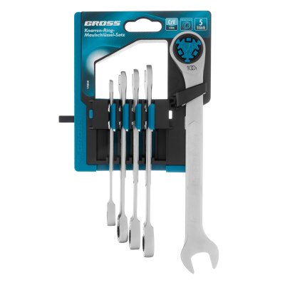 Набор ключей комбинированных трещоточных, количество зубьев 100, СRV, 5 шт, 8- 17 мм Gross по ценам производителя в Москве с доставкой по всей России