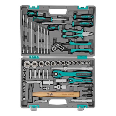 Набор инструментов, 1/2", 1/4", CrV, 12 гранные головки, пластиковый кейс, 76 предметов Stels по ценам производителя в Москве с доставкой по всей России