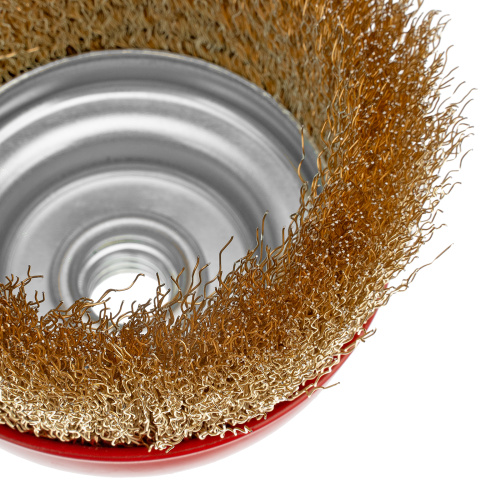 Щетка для УШМ, 100 мм, М14, "чашка", латунированная витая проволока Matrix по ценам производителя в Москве с доставкой по всей России