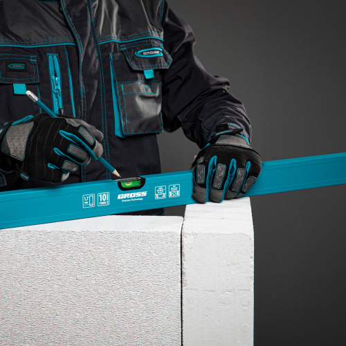 Уровень алюминиевый усиленный, 1000 мм, 3 глазка Gross по ценам производителя в Москве с доставкой по всей России