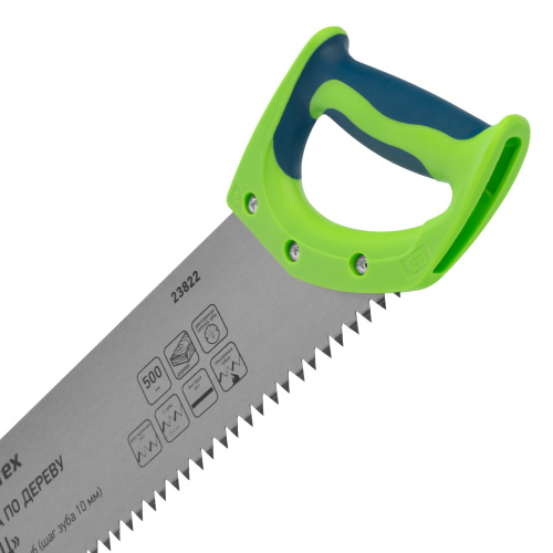 Ножовка по дереву "Зубец", 500 мм, шаг зуба 10 мм, каленый зуб 2D, двухкомпонентная рукоятка Сибртех по ценам производителя в Москве с доставкой по всей России