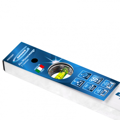 Уровень алюминиевый, 400 мм, фрезерованный, 2 глазка, магнитный Gross по ценам производителя в Москве с доставкой по всей России