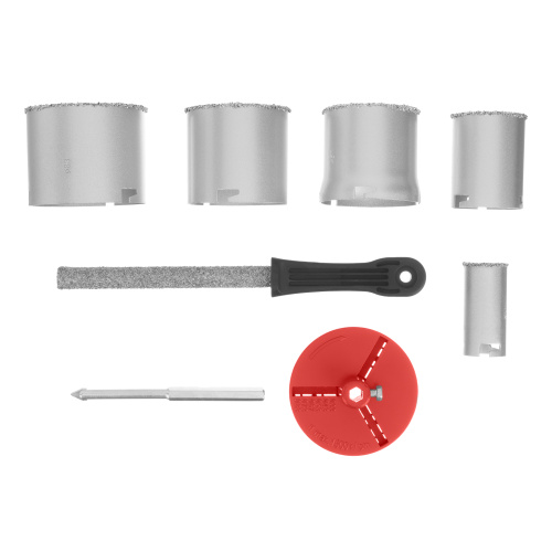 Набор коронок по керамической плитке, 33-53-67-73-83 мм, напил, в пластиковом боксе, шестигранный хвостовик Matrix по ценам производителя в Москве с доставкой по всей России