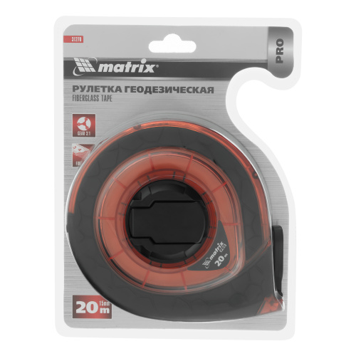 Рулетка геодезическая 20 м х 15 мм, закрытый корпус, фибергласовая лента, двусторонняя шкала, Pro Matrix по ценам производителя в Москве с доставкой по всей России