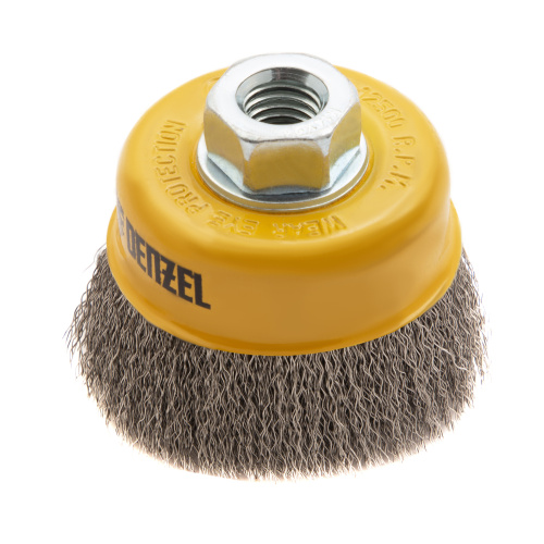 Щетка для УШМ, 75 мм, "Чашка", витая нержавеющая проволока 0.3 мм, М14 Denzel по ценам производителя в Москве с доставкой по всей России