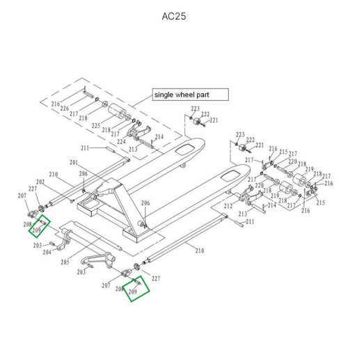 Ось крепления углового рычага к подвильной тяге для гидравлических тележек JC20 по ценам производителя в Москве с доставкой по всей России